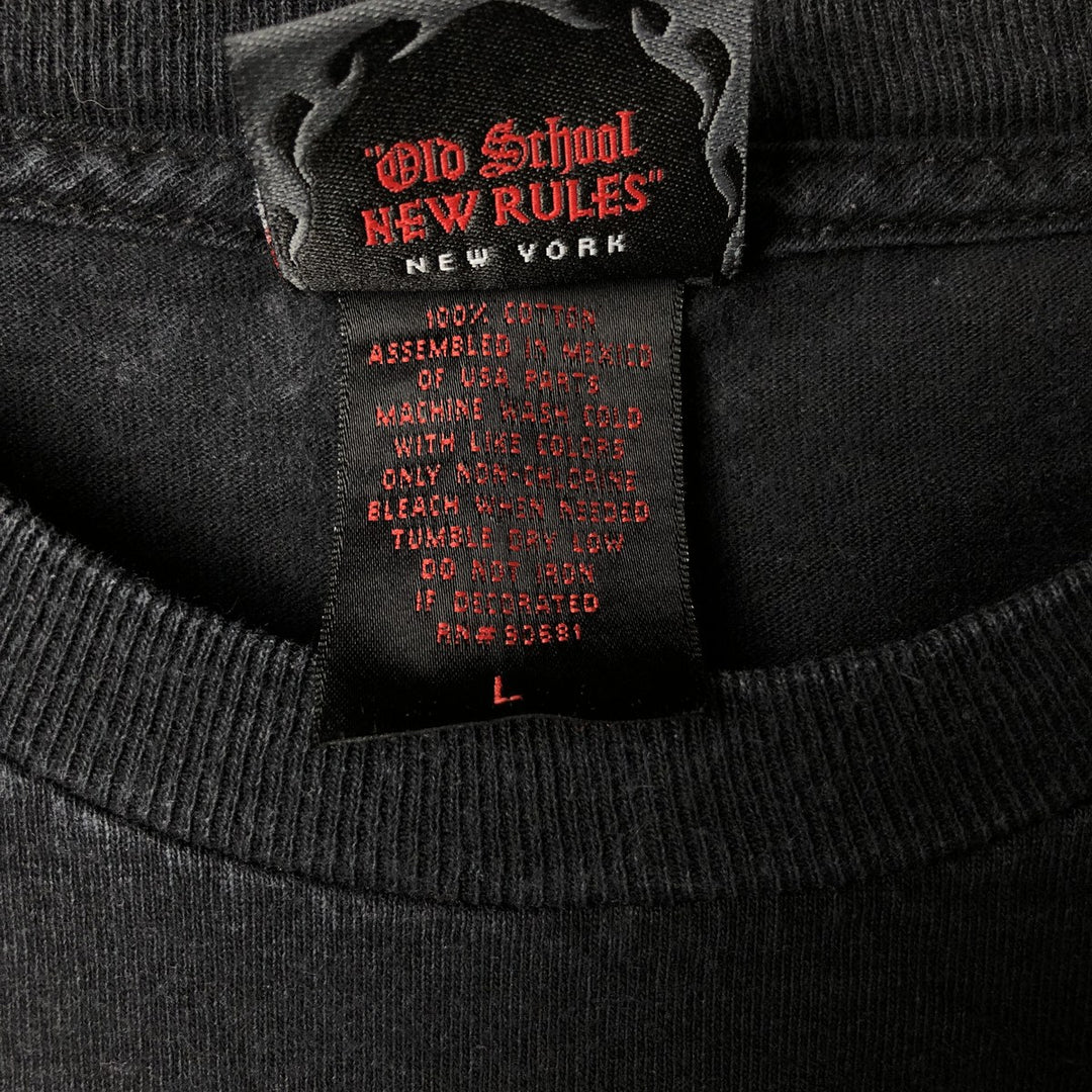 2000'S Orange County Choppers Fire Pattern Motorcycle Long Sleeve T-Shirt, Men's Size L cotton Charcoal Vintage Second Hand