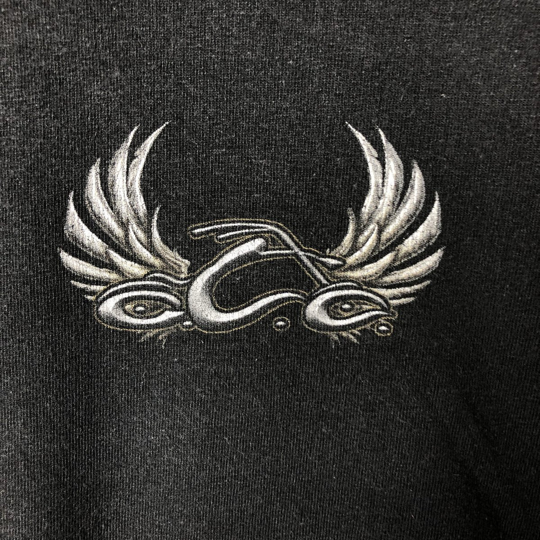 2000'S Orange County Choppers Fire Pattern Motorcycle Long Sleeve T-Shirt, Men's Size L cotton Charcoal Vintage Second Hand