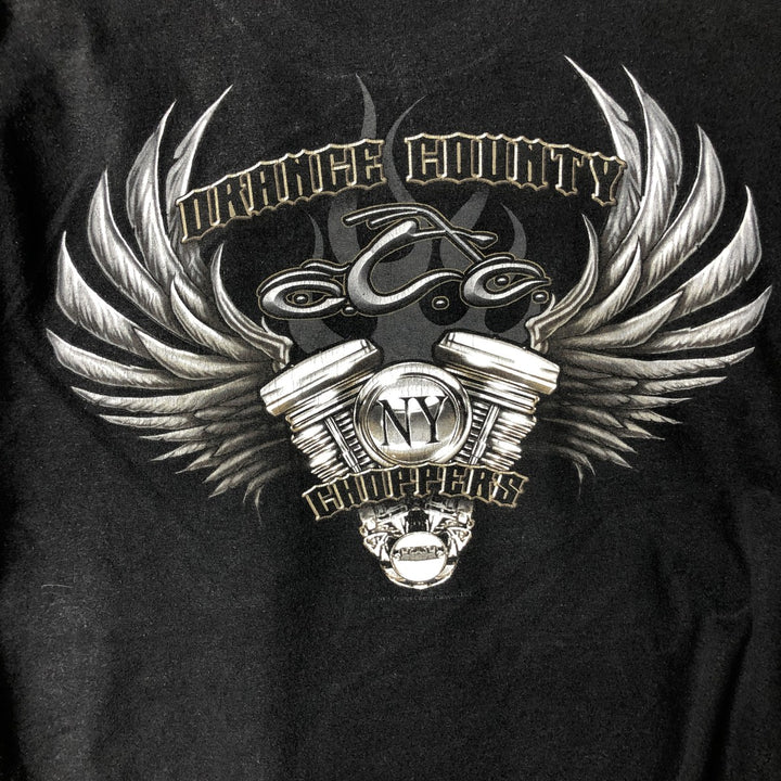 2000'S Orange County Choppers Fire Pattern Motorcycle Long Sleeve T-Shirt, Men's Size L cotton Charcoal Vintage Second Hand