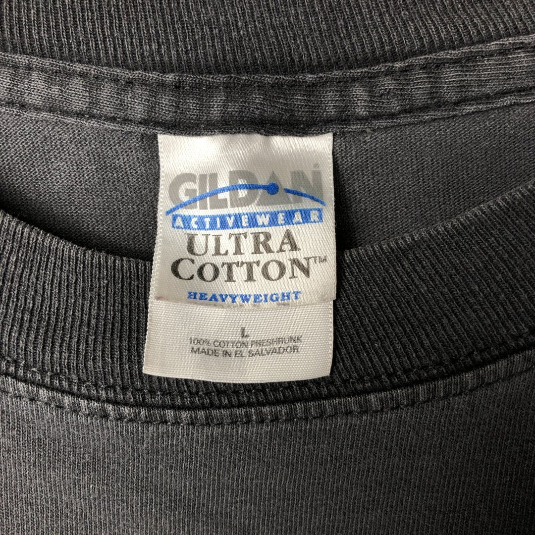 2000'S Gildan J AND P Cycles Eagle Pattern Fire Pattern Motorcycle Long Sleeve T-Shirt, Men's Size L cotton Charcoal Vintage Second Hand