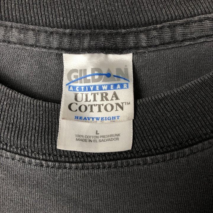 2000'S Gildan J AND P Cycles Eagle Pattern Fire Pattern Motorcycle Long Sleeve T-Shirt, Men's Size L cotton Charcoal Vintage Second Hand