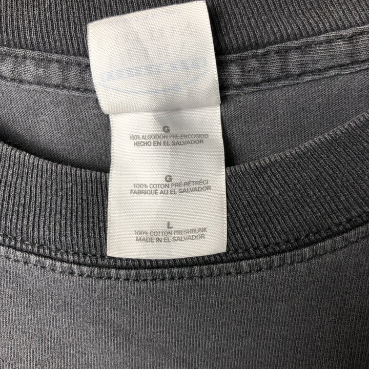 2000'S Gildan J AND P Cycles Eagle Pattern Fire Pattern Motorcycle Long Sleeve T-Shirt, Men's Size L cotton Charcoal Vintage Second Hand