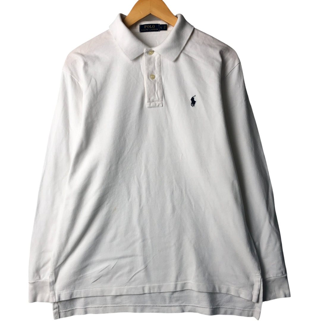 Ralph Lauren POLO RALPH LAUREN long-sleeved polo shirt, men's size L cotton white type Vintage Second Hand