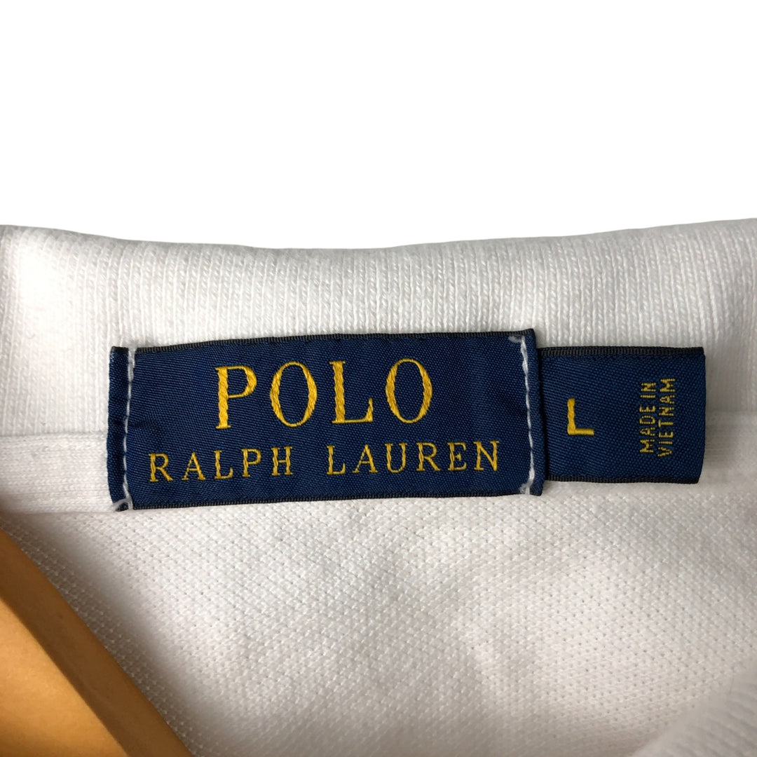 Ralph Lauren POLO RALPH LAUREN long-sleeved polo shirt, men's size L cotton white type Vintage Second Hand