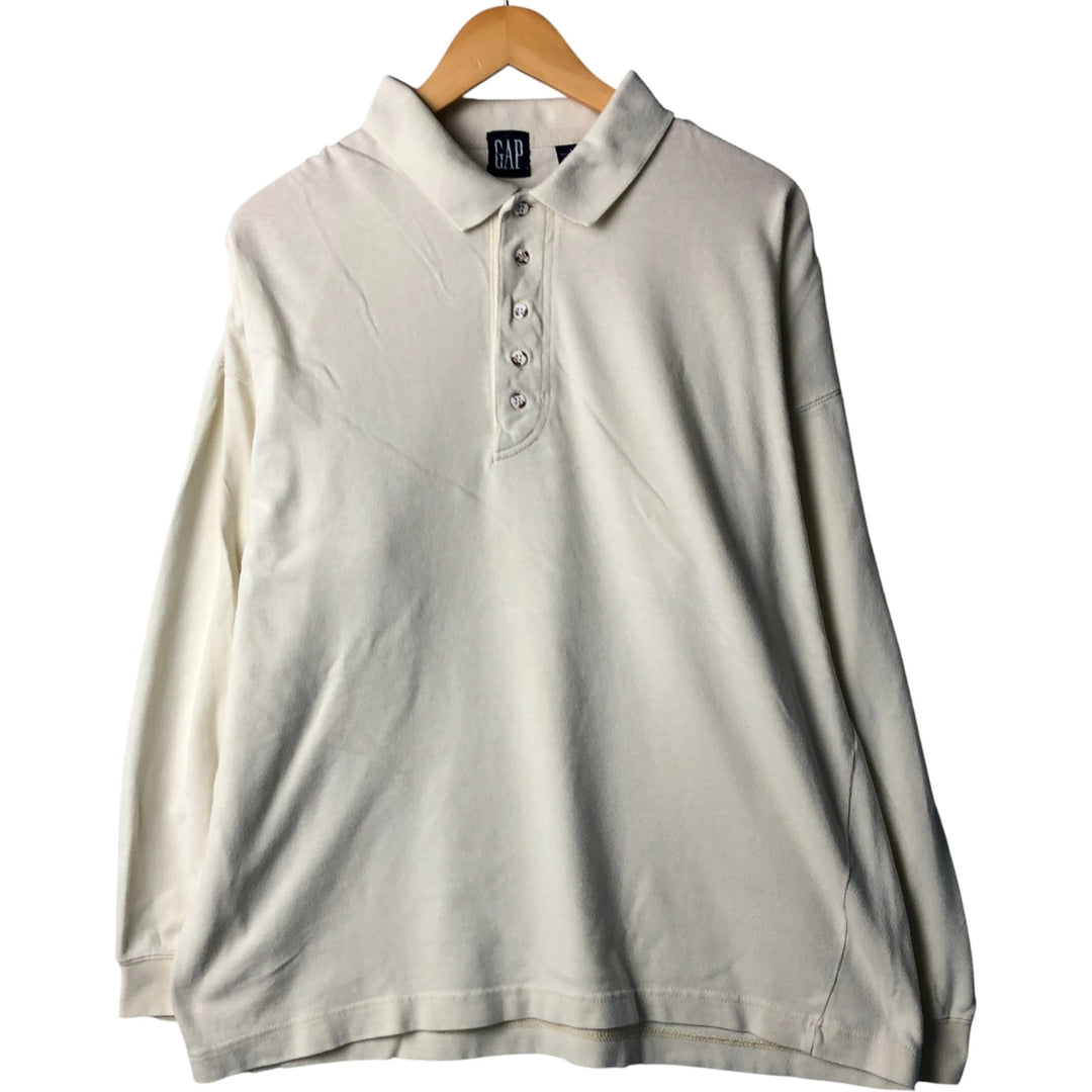 90'S GAP Vintage Long Sleeve Polo Shirt, Men's Size Medium cotton white type Vintage Second Hand