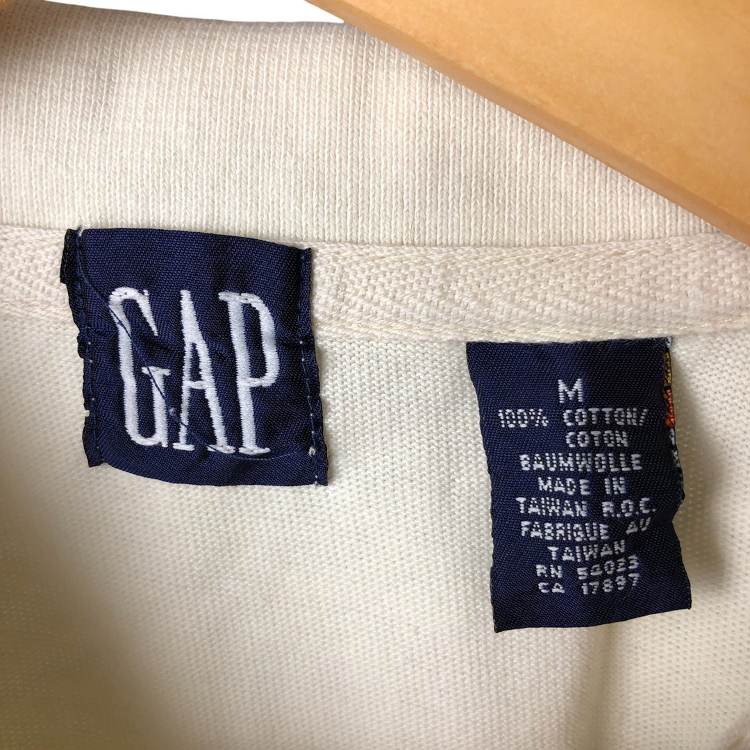 90'S GAP Vintage Long Sleeve Polo Shirt, Men's Size Medium cotton white type Vintage Second Hand