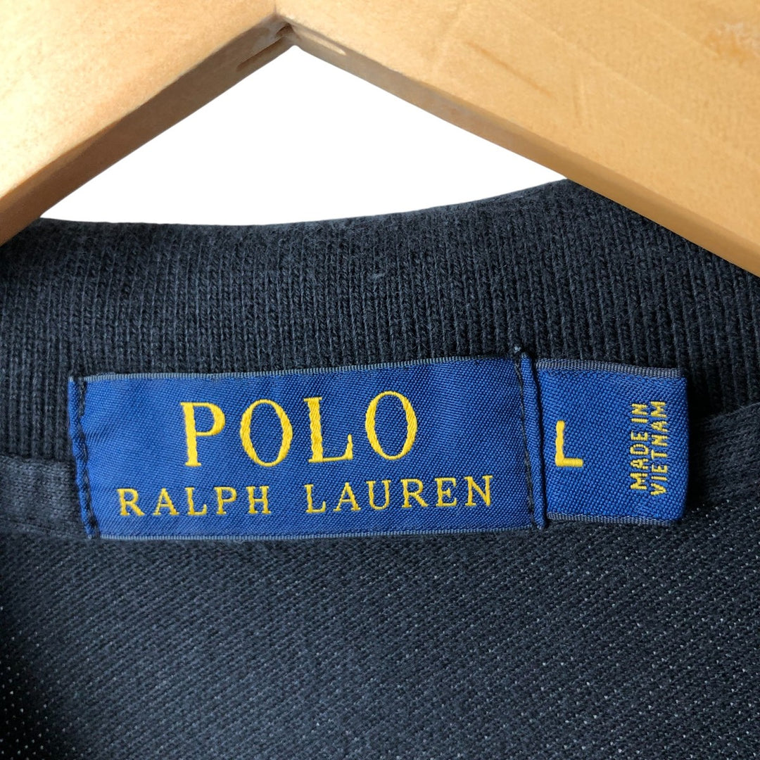 Ralph Lauren POLO RALPH LAUREN long-sleeved polo shirt, men's size L cotton black type Vintage Second Hand