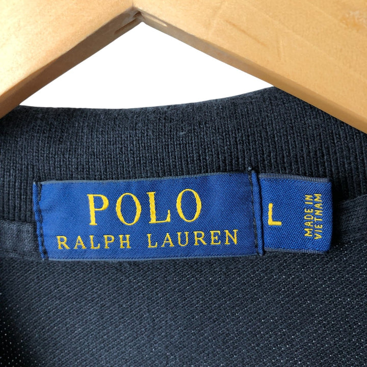 Ralph Lauren POLO RALPH LAUREN long-sleeved polo shirt, men's size L cotton black type Vintage Second Hand