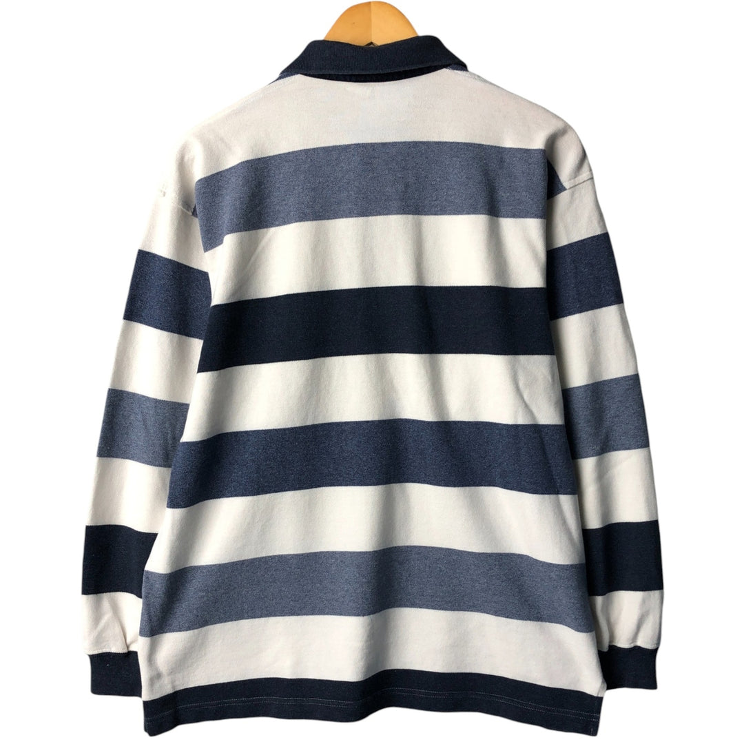 Lacoste long-sleeved striped polo shirt, men's size L cotton white type Vintage Second Hand
