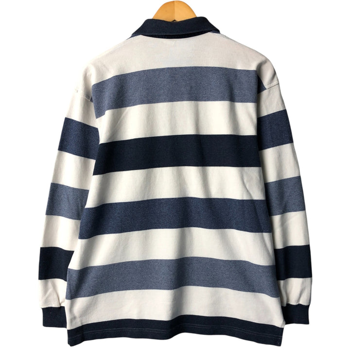 Lacoste long-sleeved striped polo shirt, men's size L cotton white type Vintage Second Hand