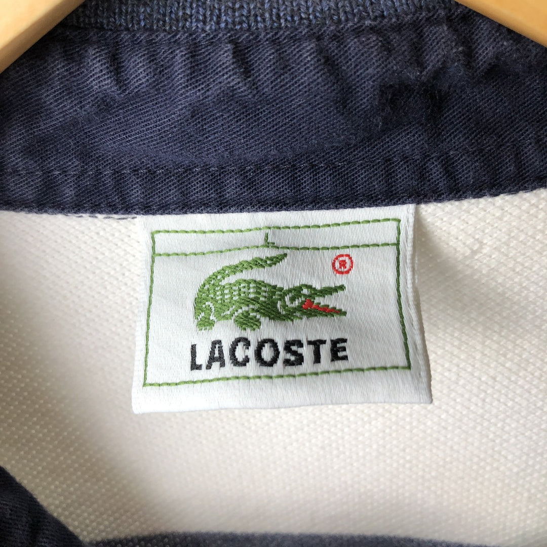 Lacoste long-sleeved striped polo shirt, men's size L cotton white type Vintage Second Hand