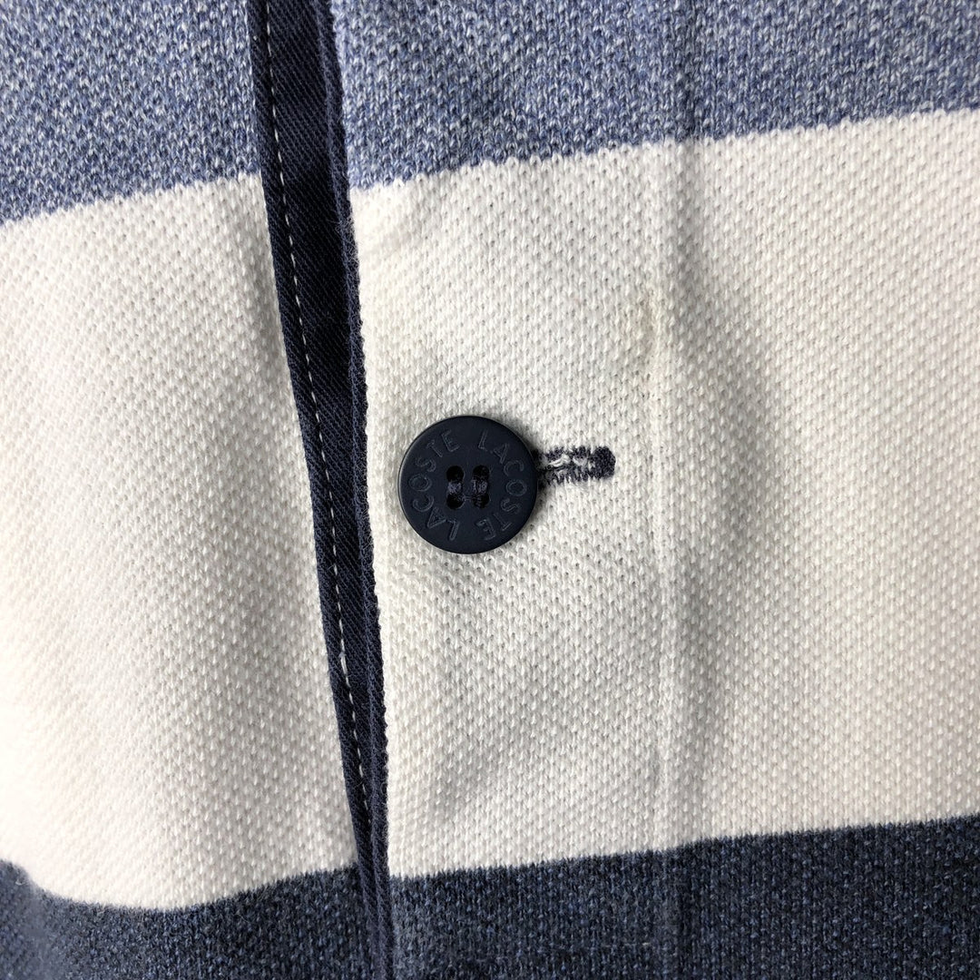 Lacoste long-sleeved striped polo shirt, men's size L cotton white type Vintage Second Hand