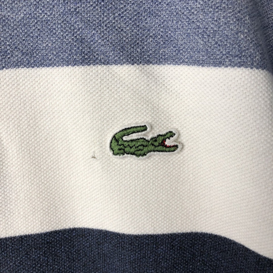 Lacoste long-sleeved striped polo shirt, men's size L cotton white type Vintage Second Hand
