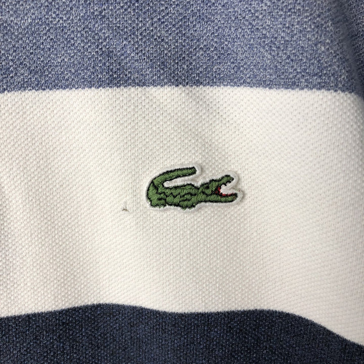Lacoste long-sleeved striped polo shirt, men's size L cotton white type Vintage Second Hand