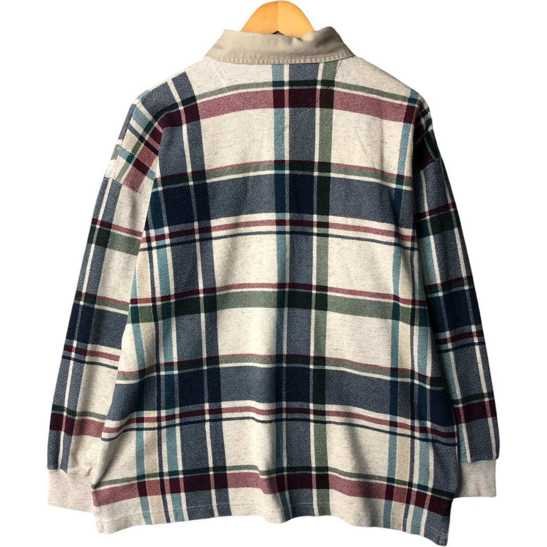 Ralph Lauren CHAPS long-sleeved checked polo shirt, men's size L cotton Beige type Vintage Second Hand