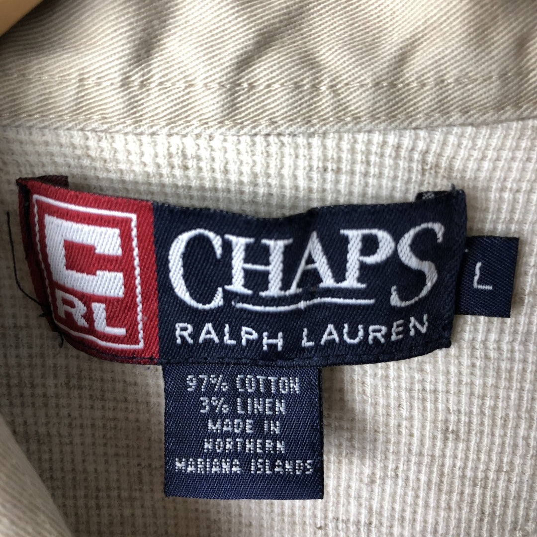 Ralph Lauren CHAPS long-sleeved checked polo shirt, men's size L cotton Beige type Vintage Second Hand