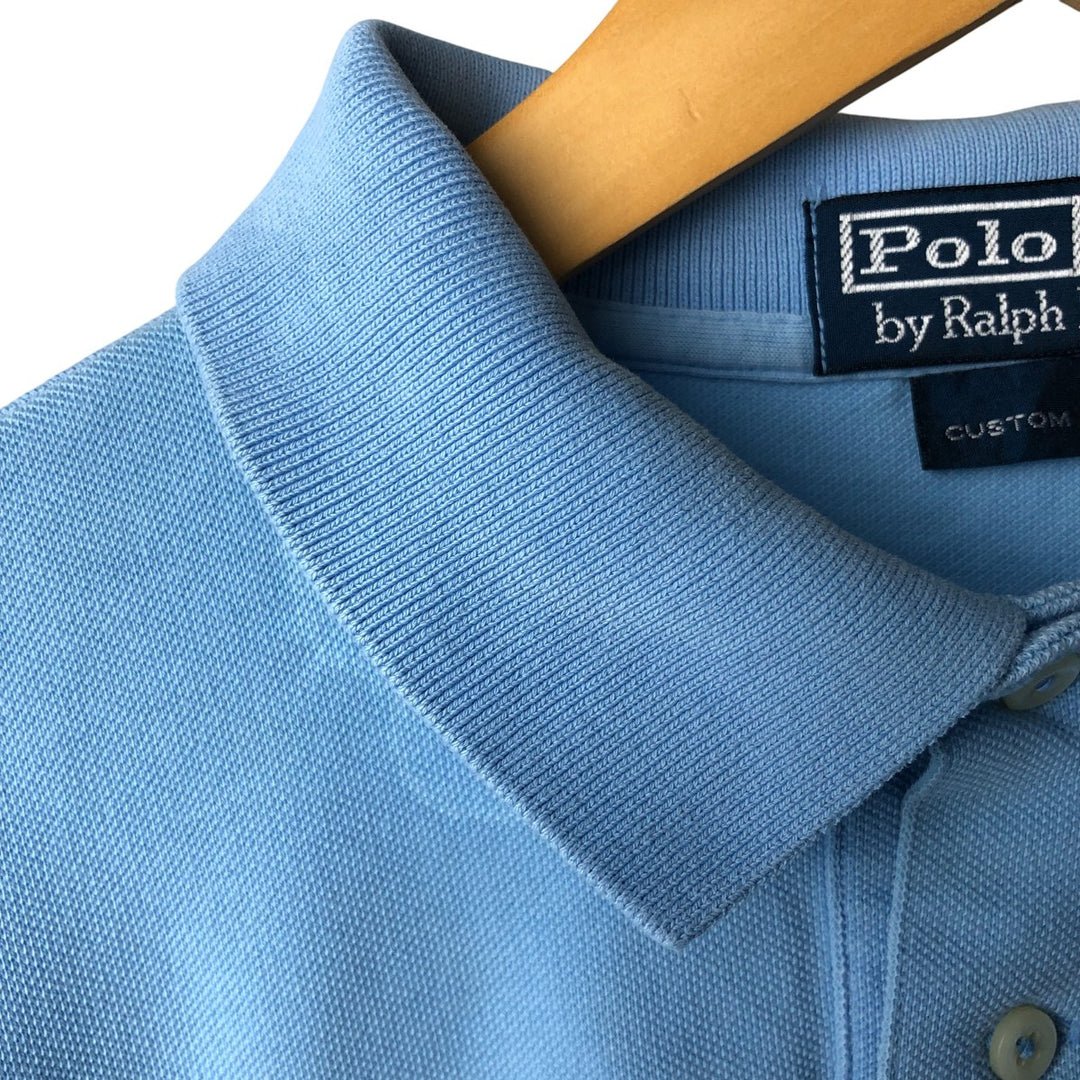 Ralph Lauren POLO by Ralph Lauren CUSTOM FIT long sleeve polo shirt, men's size L cotton Blue type light blue Vintage Second Hand