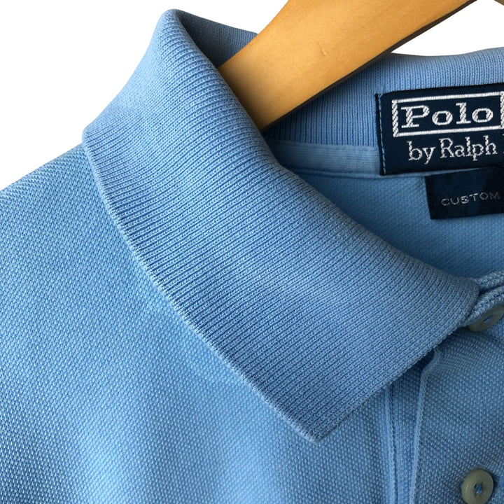 Ralph Lauren POLO by Ralph Lauren CUSTOM FIT long sleeve polo shirt, men's size L cotton Blue type light blue Vintage Second Hand