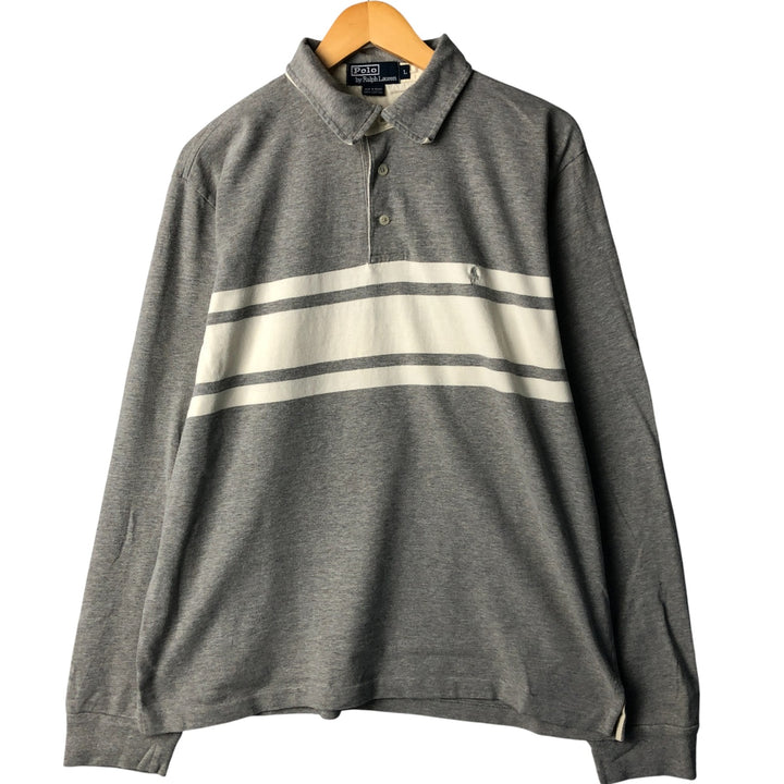 Ralph Lauren POLO by Ralph Lauren long sleeve polo shirt, men's size L cotton gray type Vintage Second Hand
