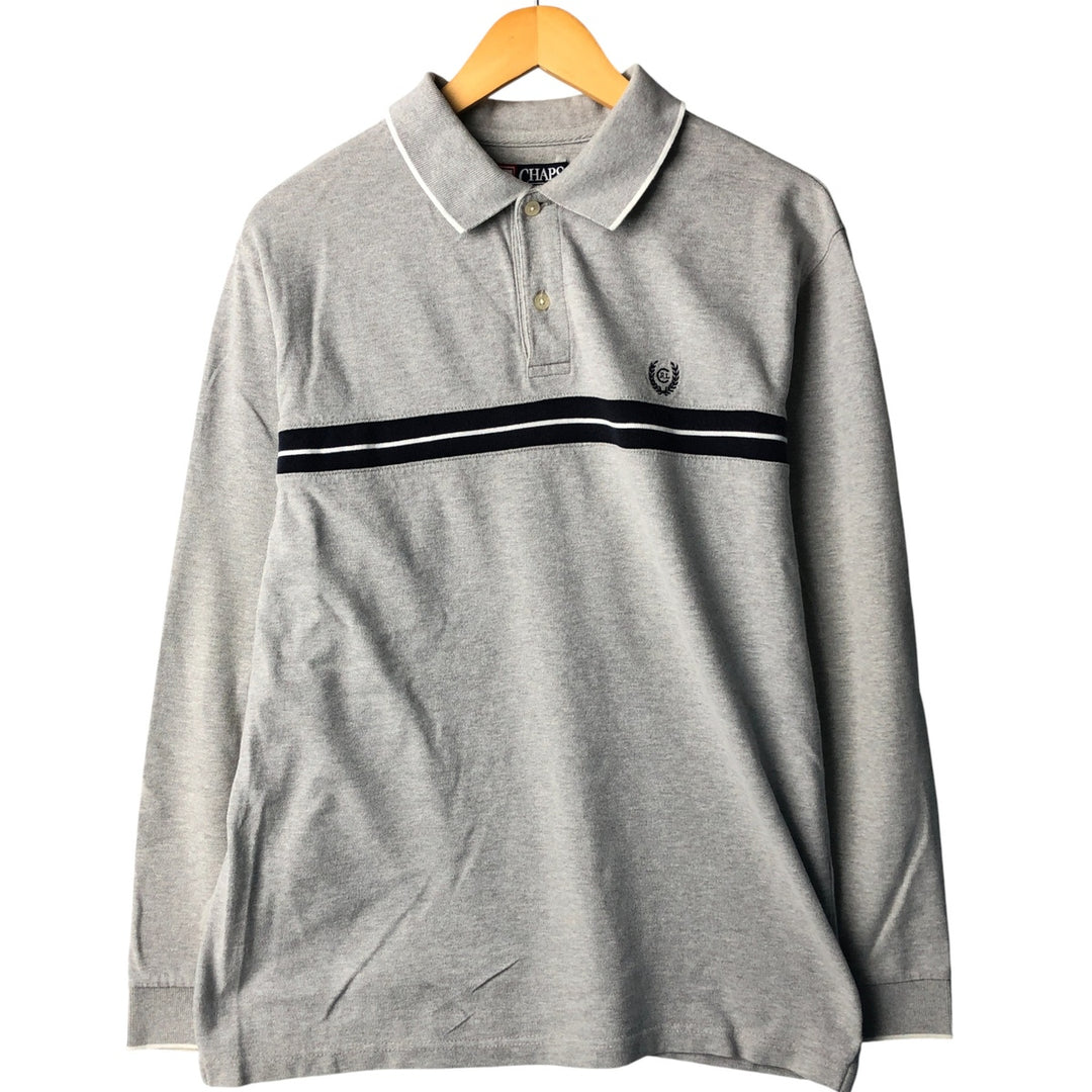 Ralph Lauren CHAPS long-sleeved polo shirt, men's size M cotton gray type Vintage Second Hand