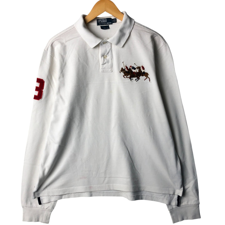 Ralph Lauren POLO by Ralph Lauren long sleeve polo shirt, men's XL size cotton white type Vintage Second Hand