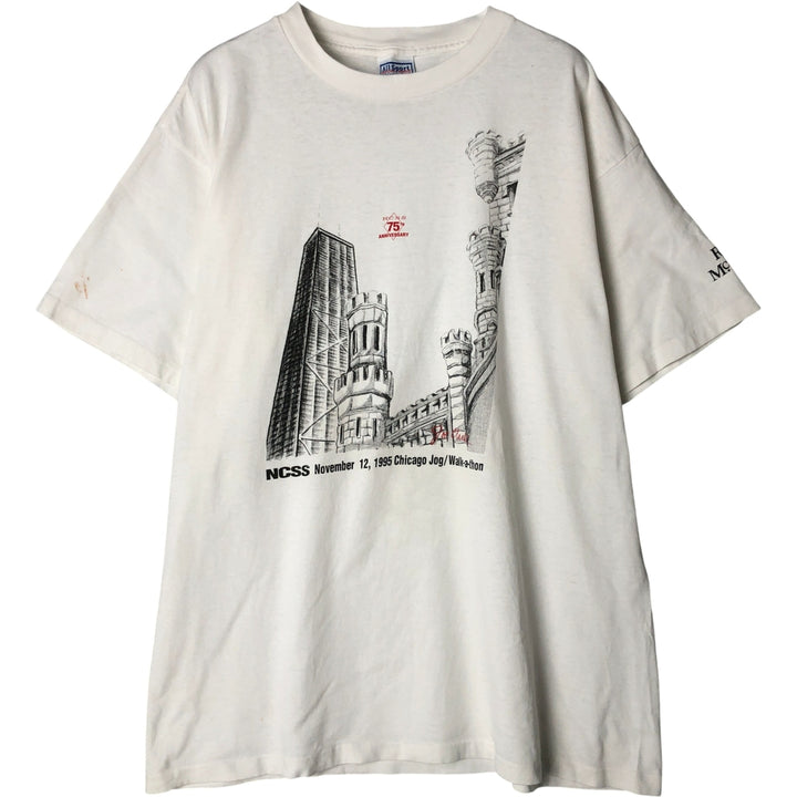 90'S All Sport PROWEIGHT Printed T-Shirt, Made in USA, Men's XL, Vintage cotton white type Vintage Second Hand