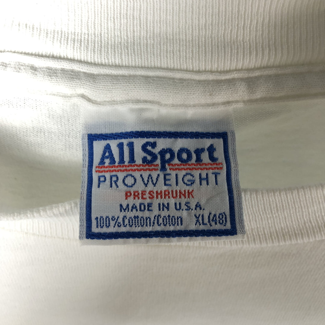 90'S All Sport PROWEIGHT Printed T-Shirt, Made in USA, Men's XL, Vintage cotton white type Vintage Second Hand