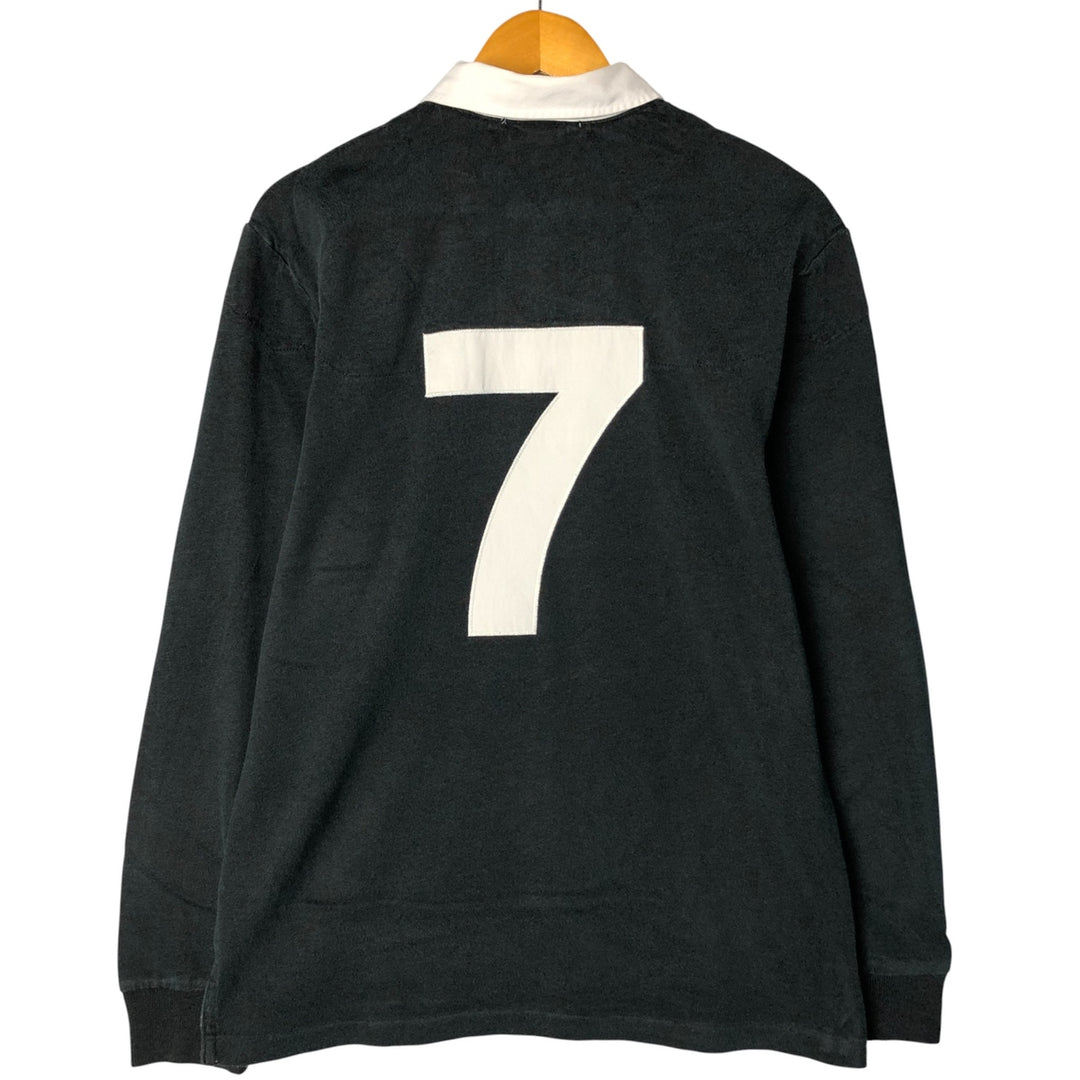 Ralph Lauren Custom Fit Long Sleeve Rugby Shirt, Men's Size L cotton black type Vintage Second Hand