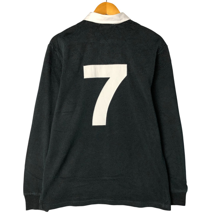 Ralph Lauren Custom Fit Long Sleeve Rugby Shirt, Men's Size L cotton black type Vintage Second Hand