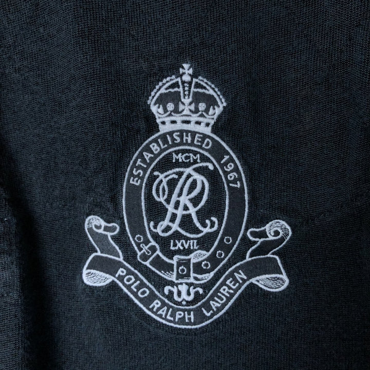 Ralph Lauren Custom Fit Long Sleeve Rugby Shirt, Men's Size L cotton black type Vintage Second Hand