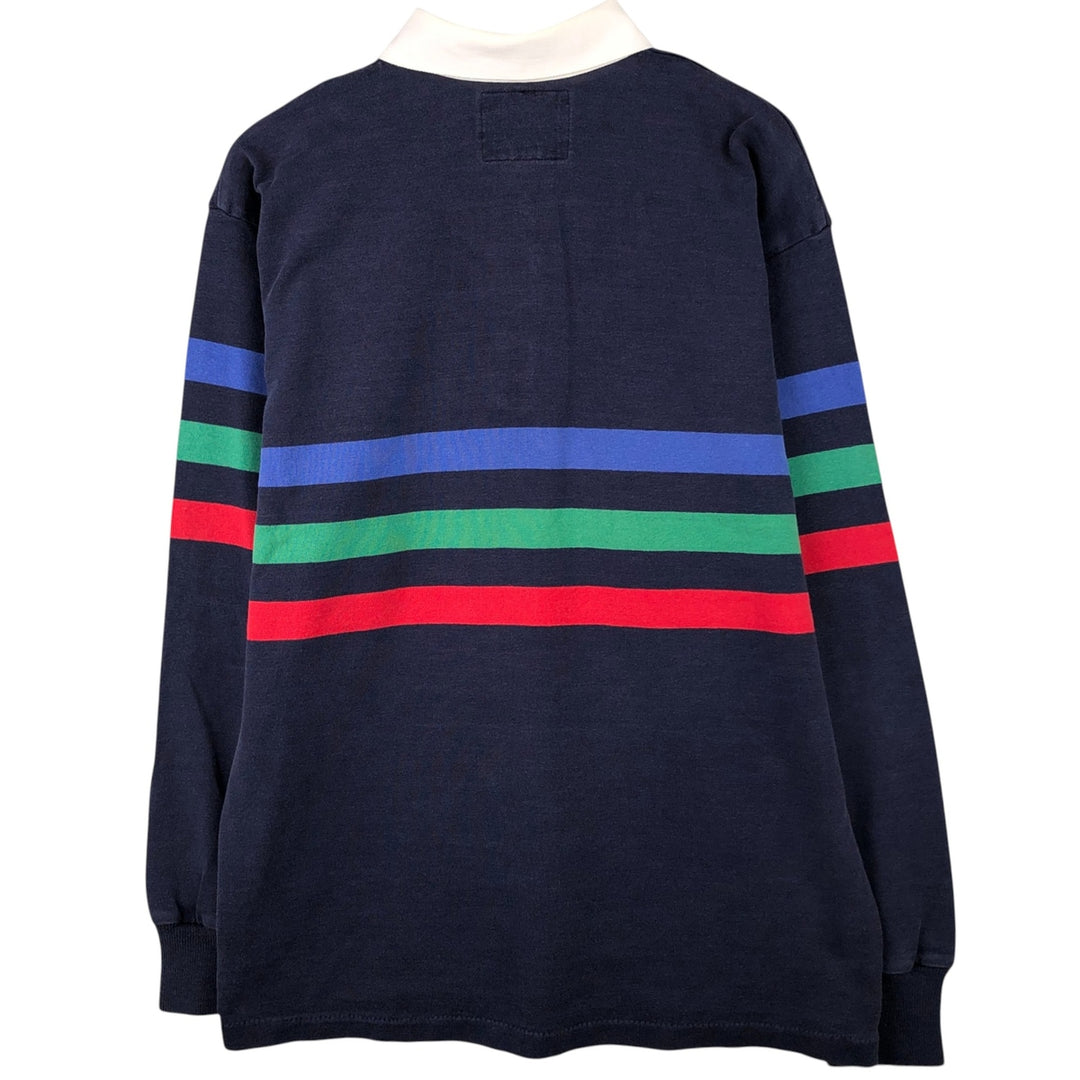 Vintage 1990'S Lands' End long-sleeved rugby shirt, made in the USA, size L, men's cotton navy blue type Vintage Second Hand