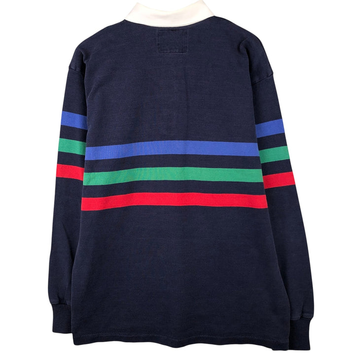 Vintage 1990'S Lands' End long-sleeved rugby shirt, made in the USA, size L, men's cotton navy blue type Vintage Second Hand
