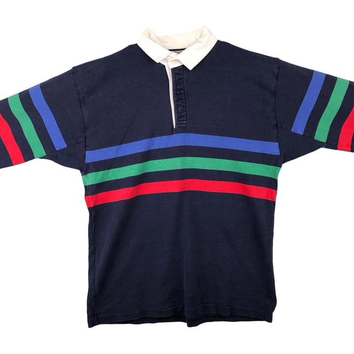 Vintage 1990'S Lands' End long-sleeved rugby shirt, made in the USA, size L, men's cotton navy blue type Vintage Second Hand
