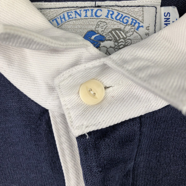 Vintage 1990'S Lands' End long-sleeved rugby shirt, made in the USA, size L, men's cotton navy blue type Vintage Second Hand
