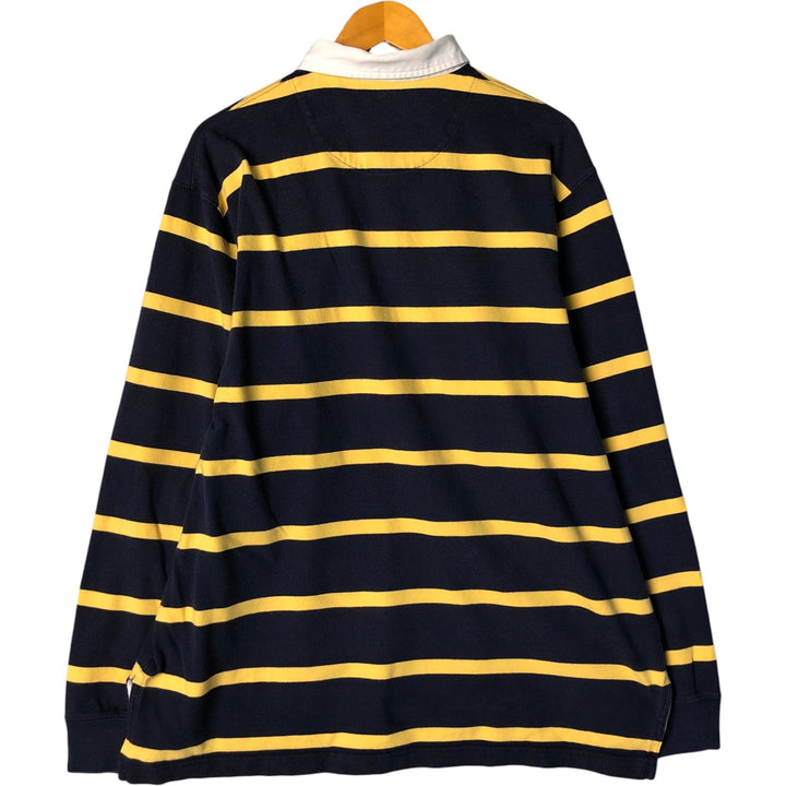 Ralph Lauren POLO by Ralph Lauren Striped Pattern Long Sleeve Rugby Shirt Men's XL cotton navy blue type Vintage Second Hand
