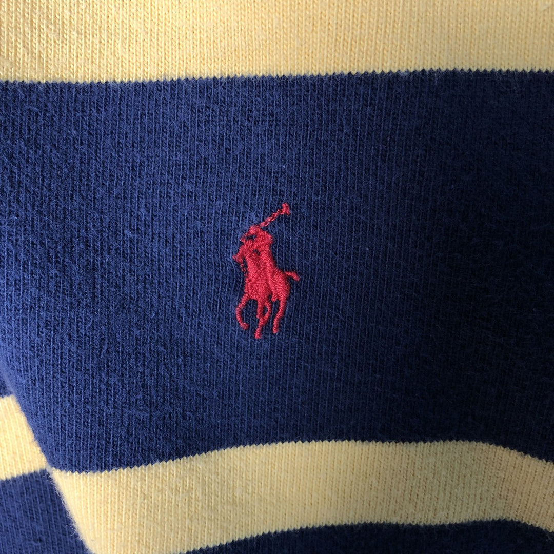 Ralph Lauren POLO by Ralph Lauren Striped Pattern Long Sleeve Rugby Shirt Men's XL cotton navy blue type Vintage Second Hand