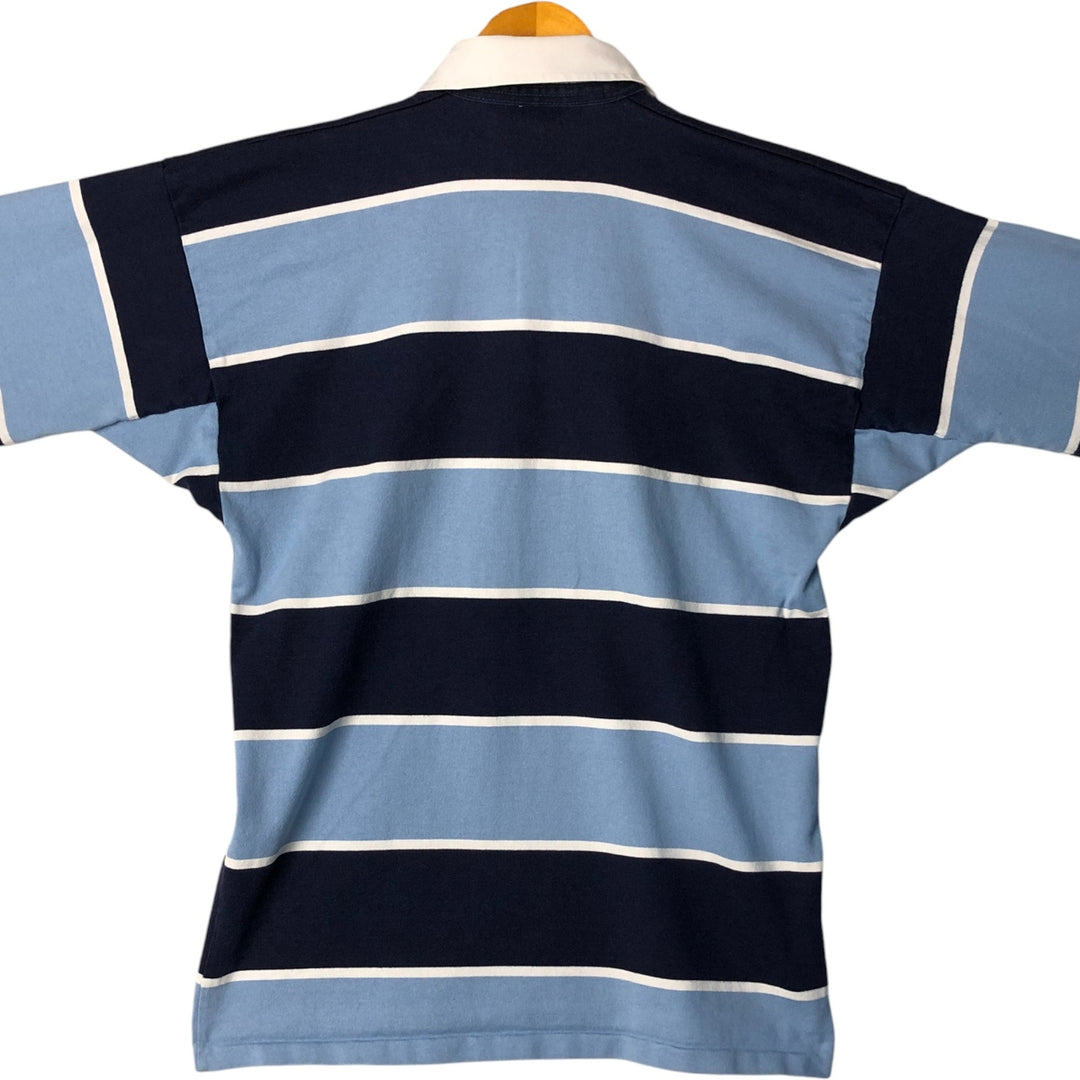 Canterbury Border Pattern Long Sleeve Rugby Shirt Men's Size L cotton navy blue type Vintage Second Hand