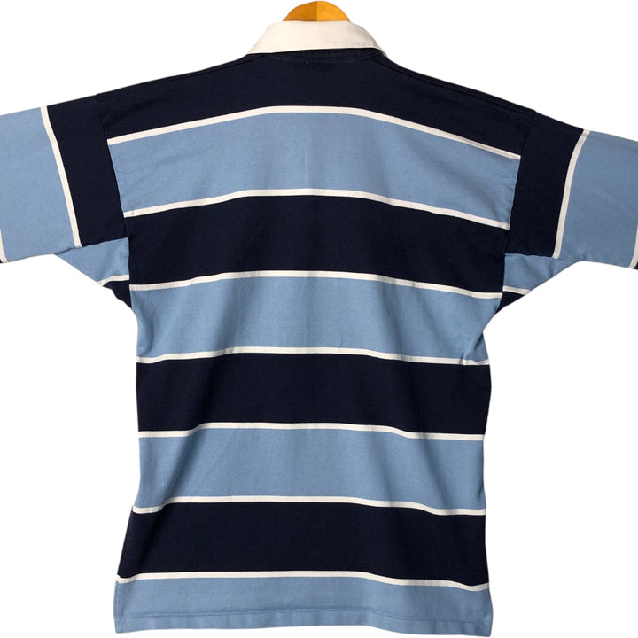 Canterbury Border Pattern Long Sleeve Rugby Shirt Men's Size L cotton navy blue type Vintage Second Hand
