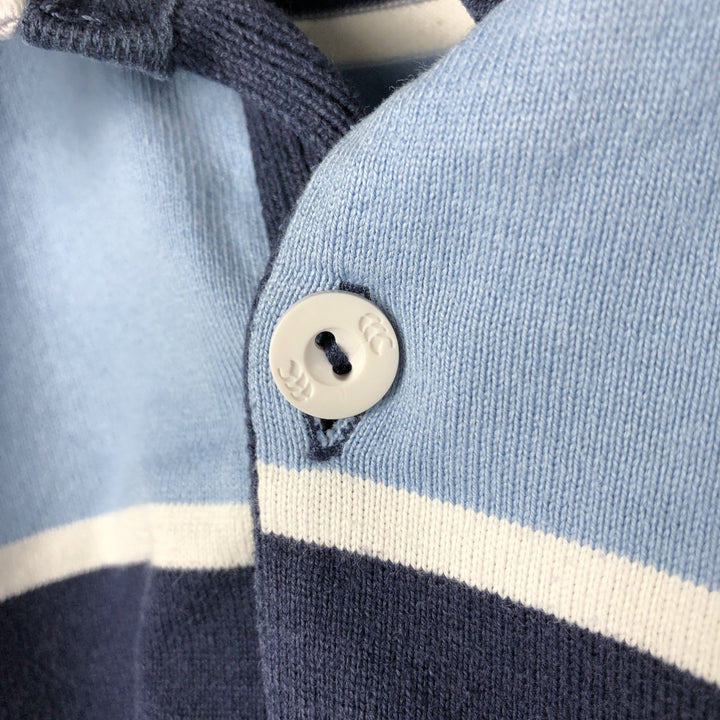 Canterbury Border Pattern Long Sleeve Rugby Shirt Men's Size L cotton navy blue type Vintage Second Hand