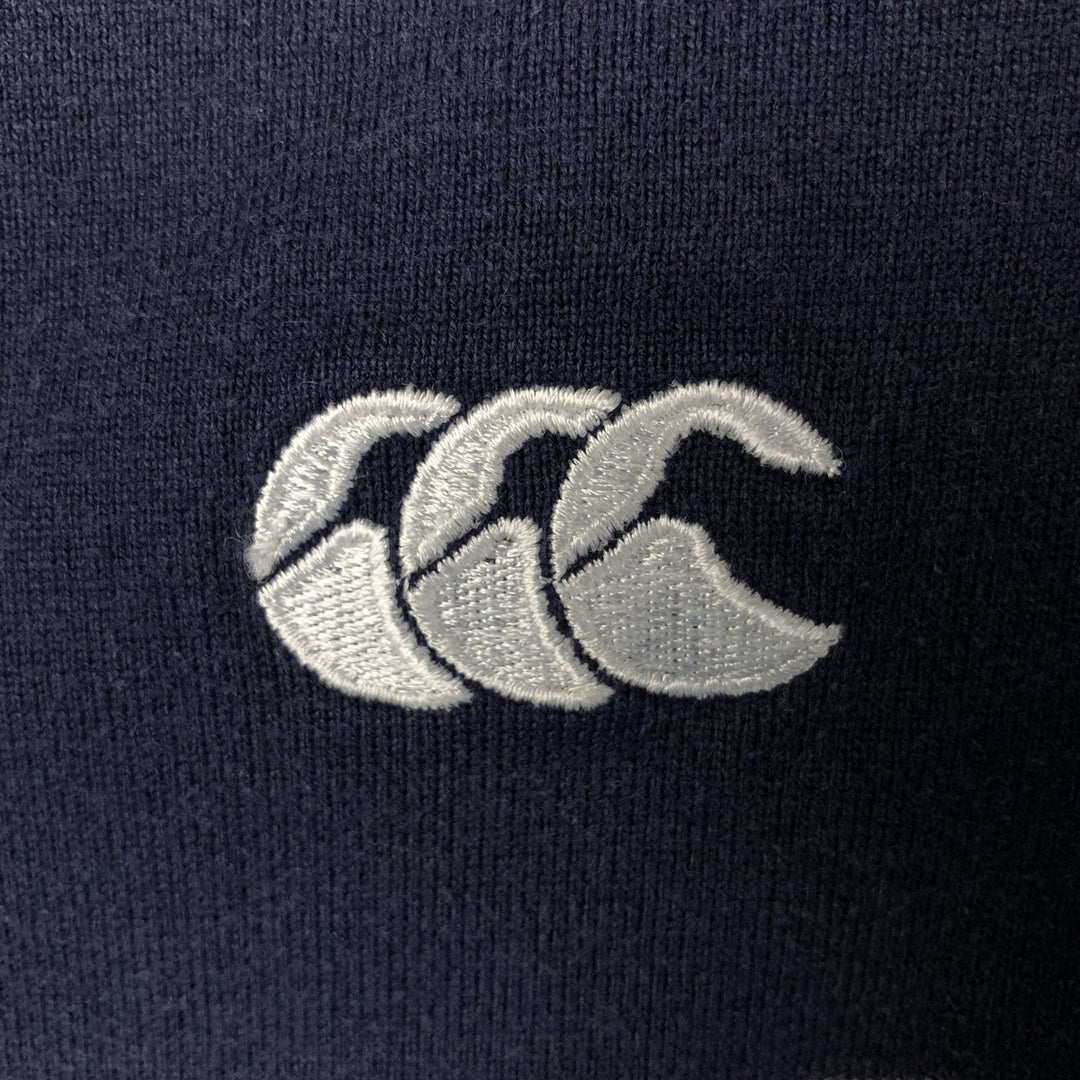 Canterbury Border Pattern Long Sleeve Rugby Shirt Men's Size L cotton navy blue type Vintage Second Hand