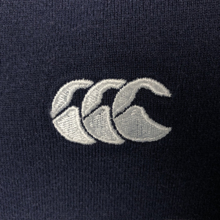 Canterbury Border Pattern Long Sleeve Rugby Shirt Men's Size L cotton navy blue type Vintage Second Hand