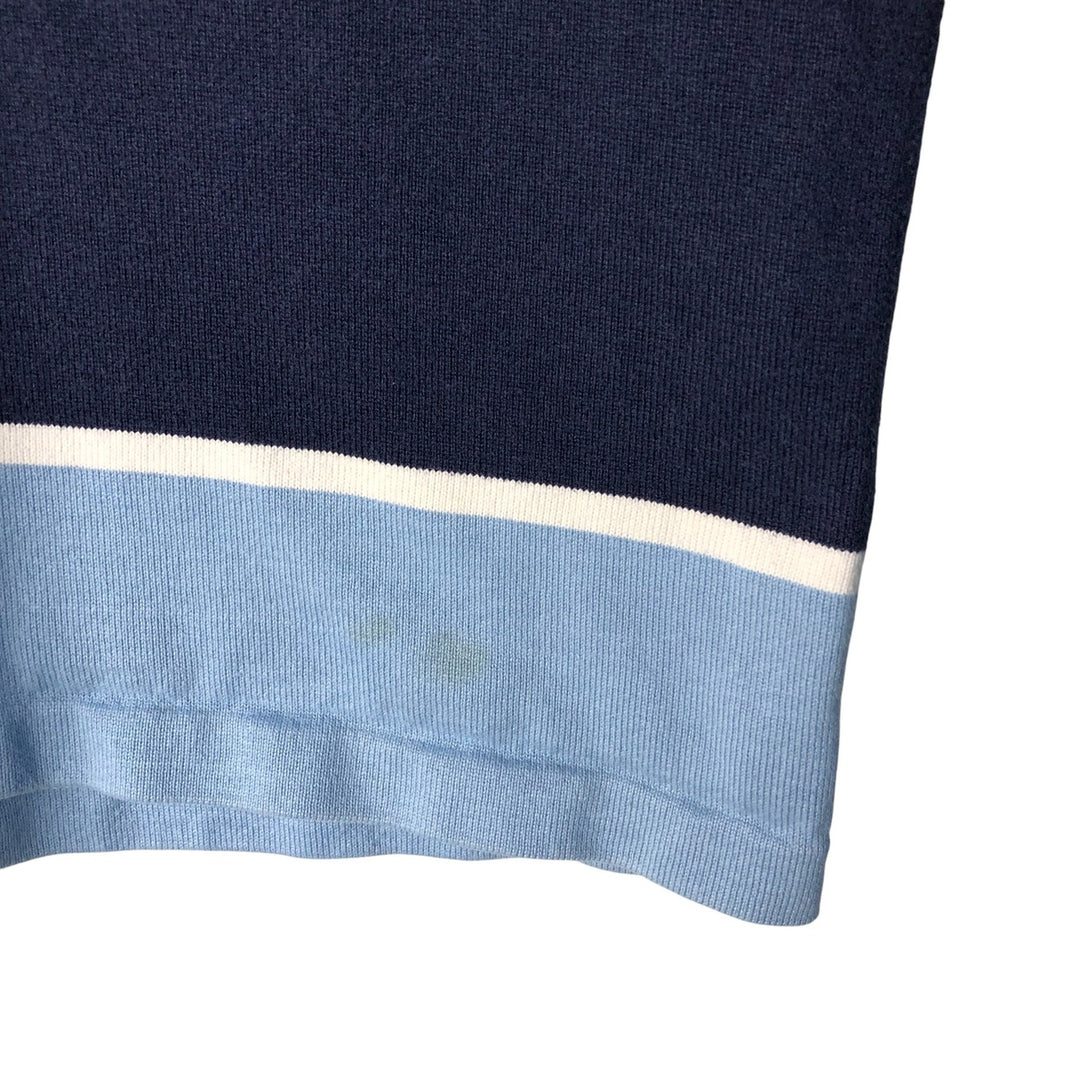 Canterbury Border Pattern Long Sleeve Rugby Shirt Men's Size L cotton navy blue type Vintage Second Hand