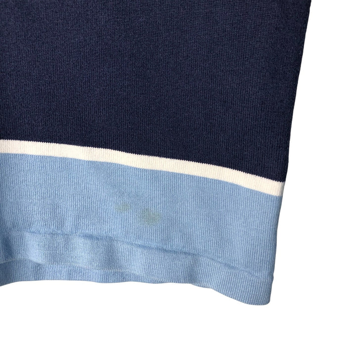 Canterbury Border Pattern Long Sleeve Rugby Shirt Men's Size L cotton navy blue type Vintage Second Hand