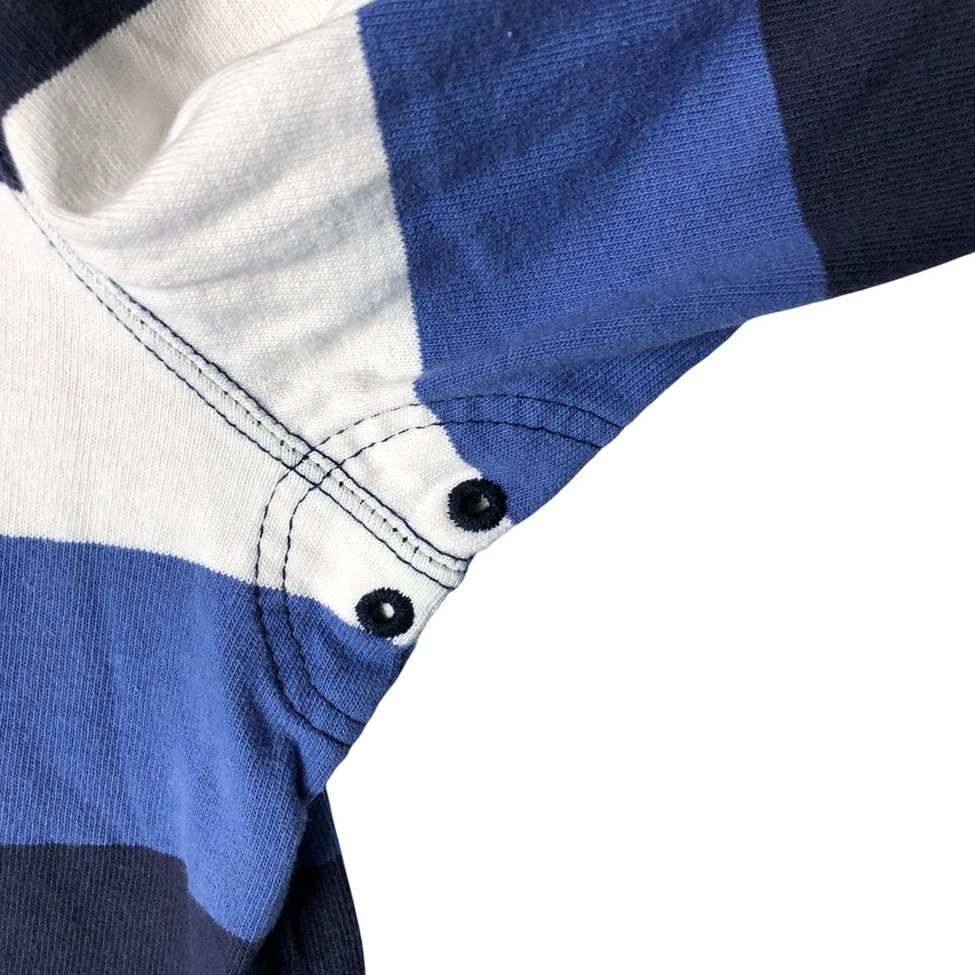 Ralph Lauren Custom Fit Striped Pattern Long Sleeve Rugby Shirt Men's Size L cotton navy blue type Vintage Second Hand