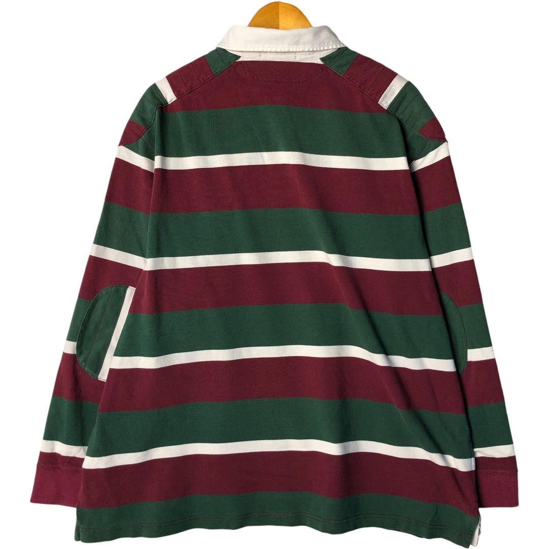Ralph Lauren POLO by Ralph Lauren multi-border long-sleeved rugby shirt, men's size XXL cotton Green type dark green Vintage Second Hand
