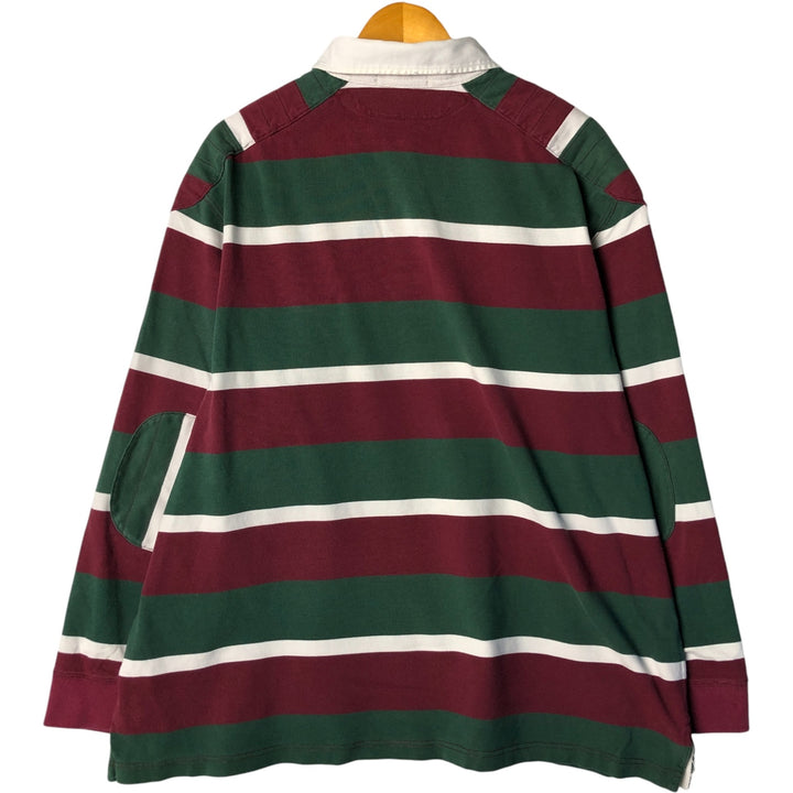 Ralph Lauren POLO by Ralph Lauren multi-border long-sleeved rugby shirt, men's size XXL cotton Green type dark green Vintage Second Hand
