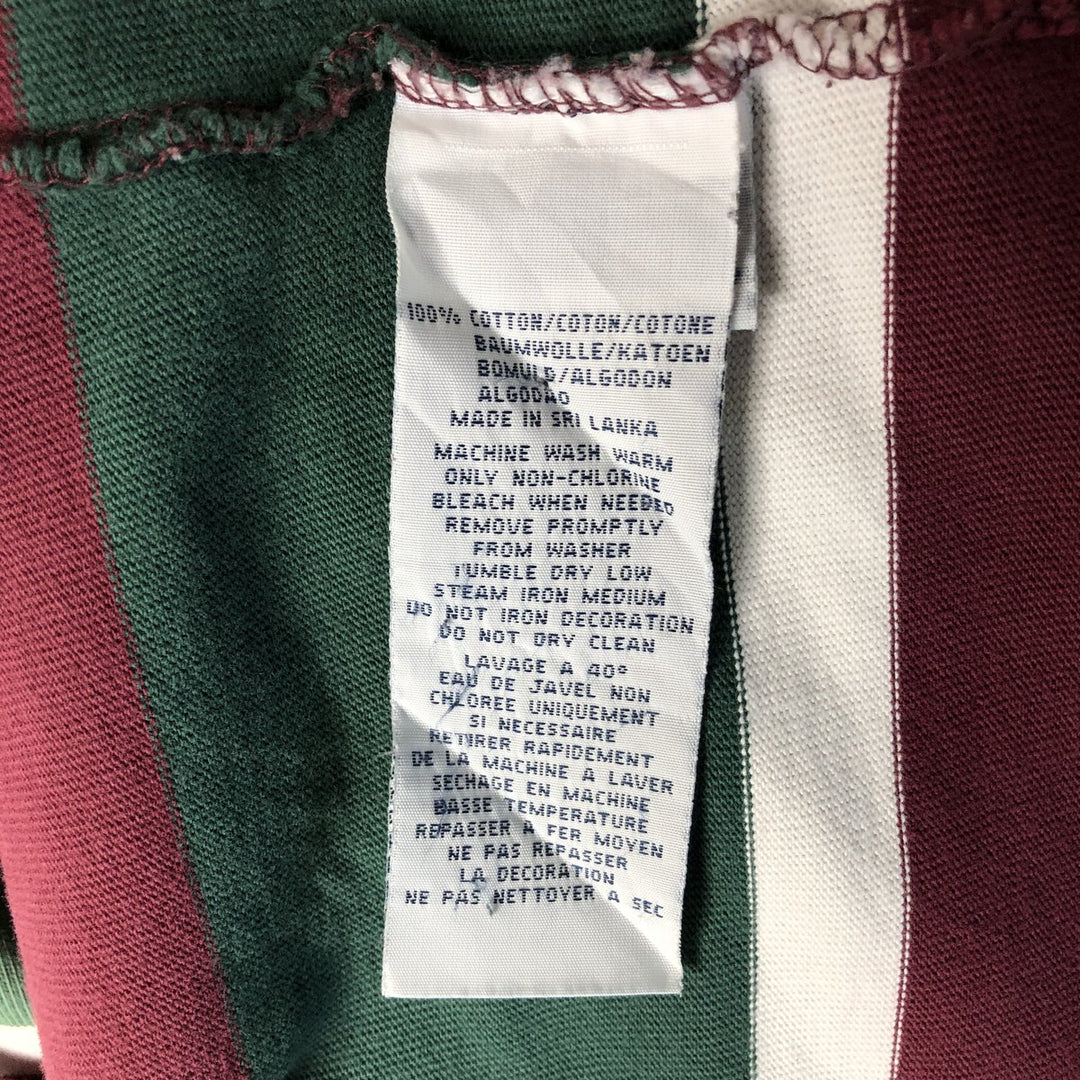 Ralph Lauren POLO by Ralph Lauren multi-border long-sleeved rugby shirt, men's size XXL cotton Green type dark green Vintage Second Hand