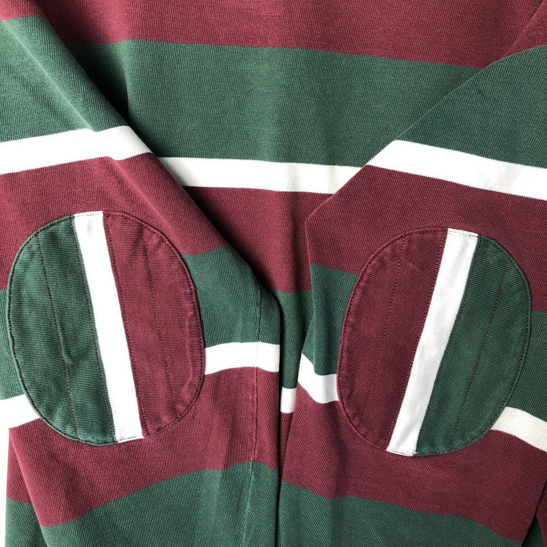 Ralph Lauren POLO by Ralph Lauren multi-border long-sleeved rugby shirt, men's size XXL cotton Green type dark green Vintage Second Hand