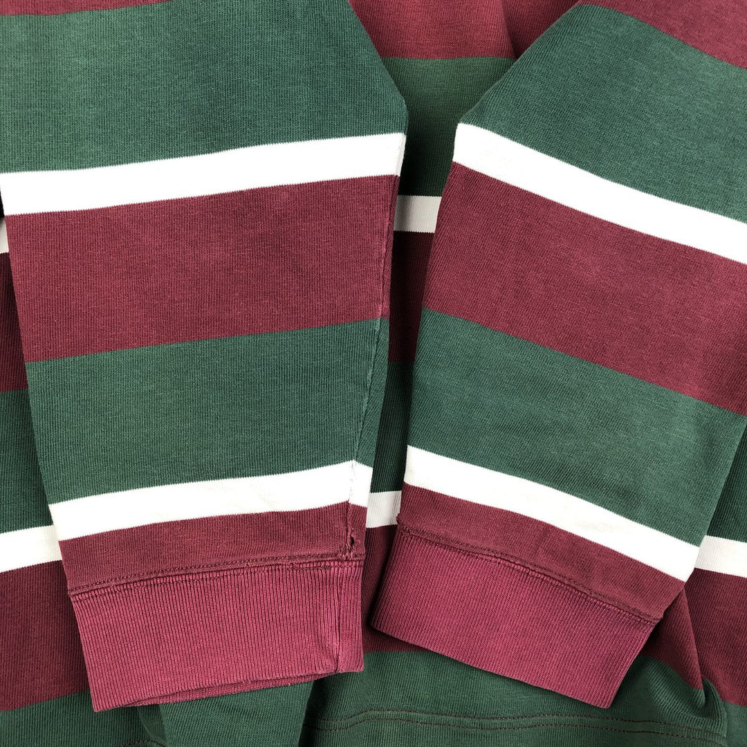 Ralph Lauren POLO by Ralph Lauren multi-border long-sleeved rugby shirt, men's size XXL cotton Green type dark green Vintage Second Hand