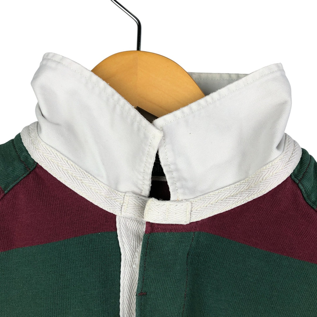 Ralph Lauren POLO by Ralph Lauren multi-border long-sleeved rugby shirt, men's size XXL cotton Green type dark green Vintage Second Hand